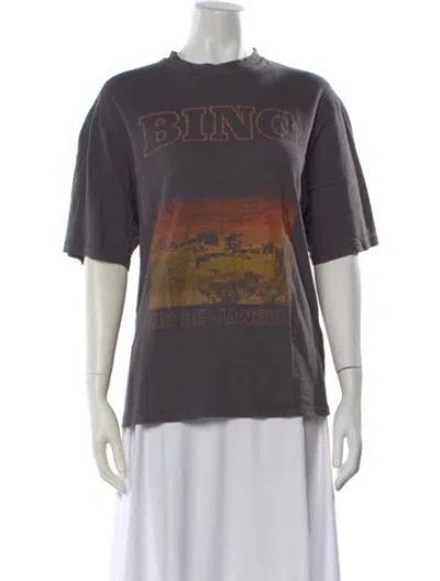 Pre-owned Anine Bing Graphic Print Crew Neck T-shirt In Gray