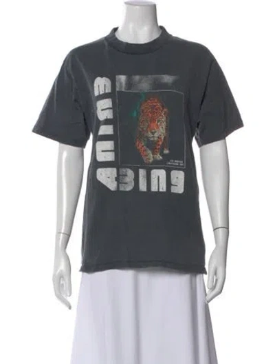 Pre-owned Anine Bing Graphic Print Crew Neck T-shirt In Gray