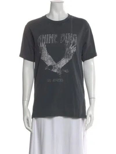 Pre-owned Anine Bing Graphic Print Crew Neck T-shirt In Gray
