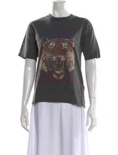 Pre-owned Anine Bing Graphic Print Crew Neck T-shirt In Gray