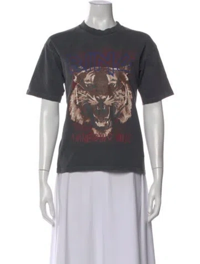 Pre-owned Anine Bing Graphic Print Crew Neck T-shirt In Gray