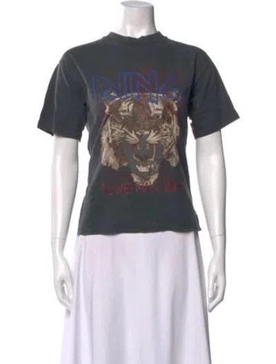 Pre-owned Anine Bing Graphic Print Crew Neck T-shirt In Gray
