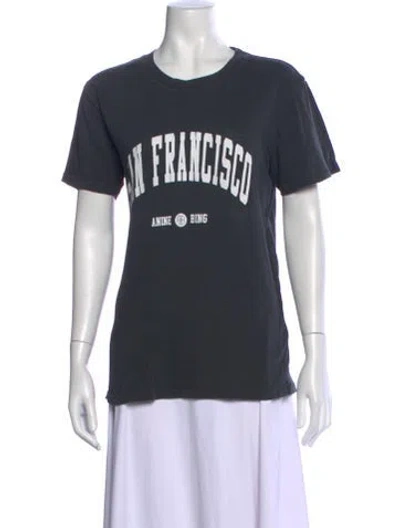 Pre-owned Anine Bing Graphic Print Crew Neck T-shirt In Gray