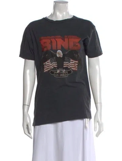 Pre-owned Anine Bing Graphic Print Crew Neck T-shirt In Gray