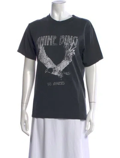 Pre-owned Anine Bing Graphic Print Crew Neck T-shirt In Gray