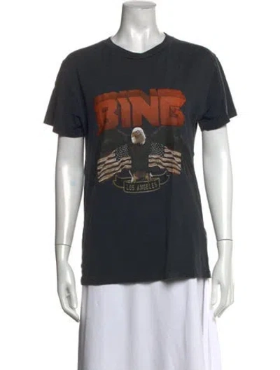 Pre-owned Anine Bing Graphic Print Crew Neck T-shirt In Gray