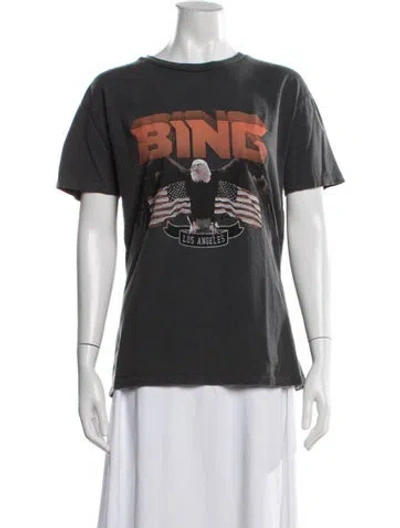 Pre-owned Anine Bing Graphic Print Crew Neck T-shirt In Gray