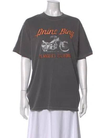 Pre-owned Anine Bing Graphic Print Crew Neck T-shirt In Gray