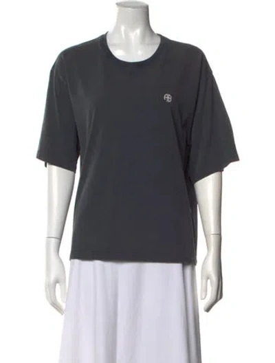 Pre-owned Anine Bing Graphic Print Crew Neck T-shirt In Gray