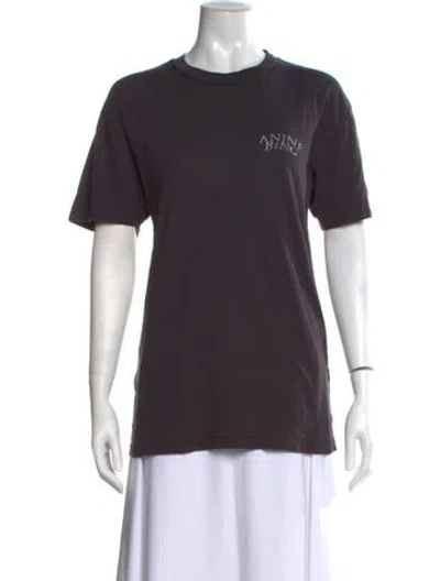 Pre-owned Anine Bing Graphic Print Crew Neck T-shirt In Gray