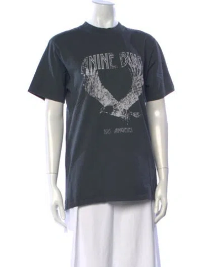 Pre-owned Anine Bing Graphic Print Crew Neck T-shirt In Gray
