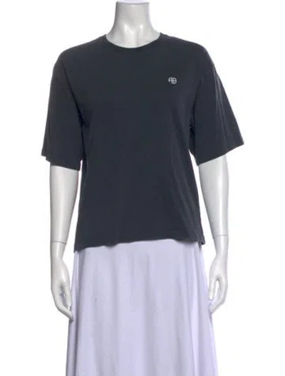 Pre-owned Anine Bing Graphic Print Crew Neck T-shirt In Gray
