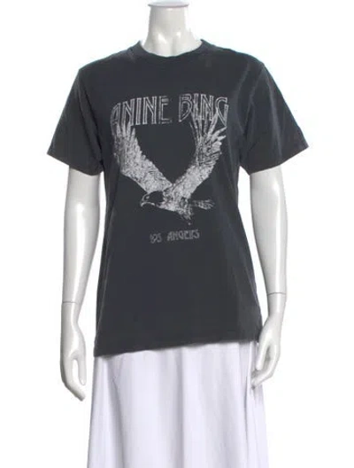 Pre-owned Anine Bing Graphic Print Crew Neck T-shirt In Gray