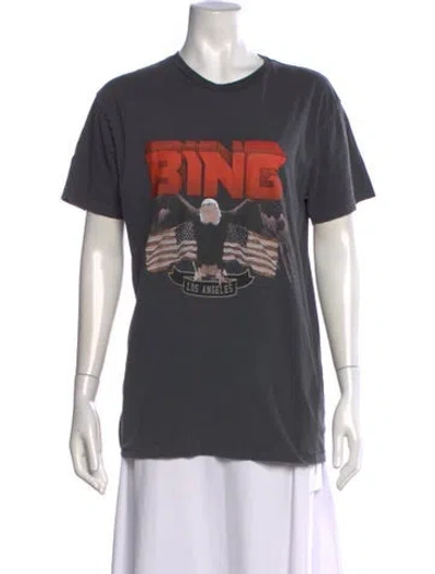 Pre-owned Anine Bing Graphic Print Crew Neck T-shirt In Gray