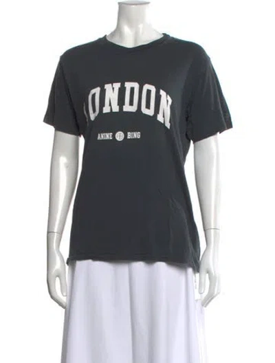 Pre-owned Anine Bing Graphic Print Crew Neck T-shirt In Gray