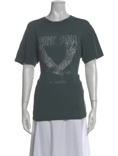 Pre-owned Anine Bing Graphic Print Crew Neck T-shirt In Green