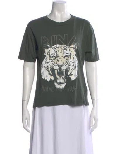 Pre-owned Anine Bing Graphic Print Crew Neck T-shirt In Green