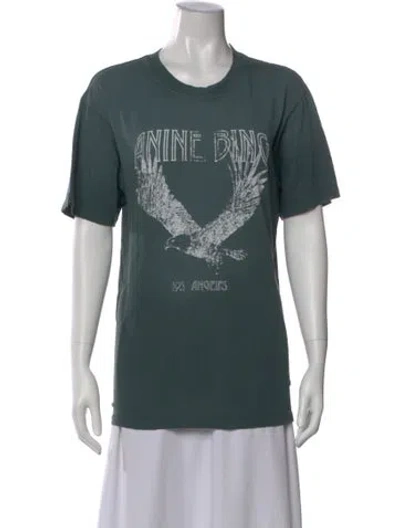 Pre-owned Anine Bing Graphic Print Crew Neck T-shirt In Green