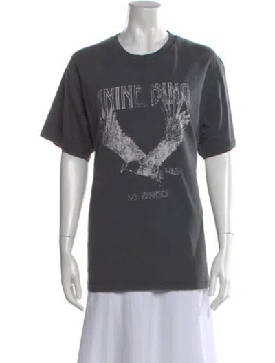 Pre-owned Anine Bing Graphic Print Crew Neck T-shirt In Green