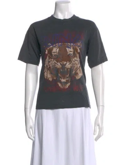 Pre-owned Anine Bing Graphic Print Crew Neck T-shirt In Grey