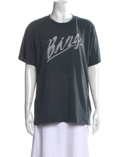 Pre-owned Anine Bing Graphic Print Crew Neck T-shirt In Grey