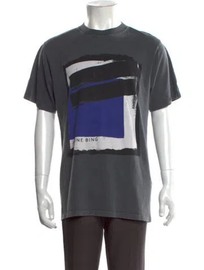 Pre-owned Anine Bing Graphic Print Crew Neck T-shirt In Grey