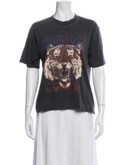 Pre-owned Anine Bing Graphic Print Crew Neck T-shirt In Grey
