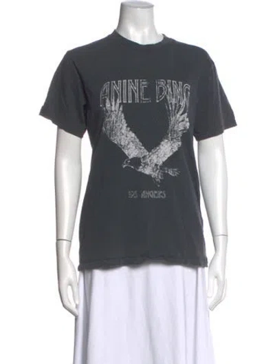 Pre-owned Anine Bing Graphic Print Crew Neck T-shirt In Grey