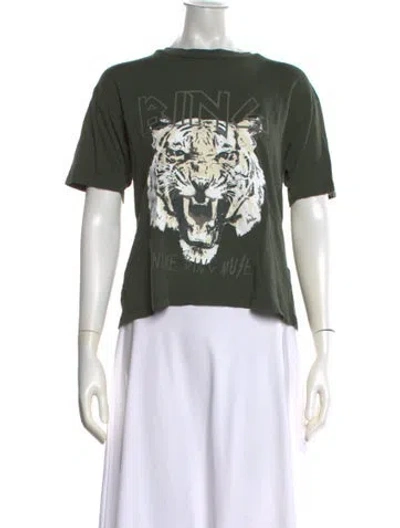 Pre-owned Anine Bing Graphic Print Crew Neck T-shirt In Grey