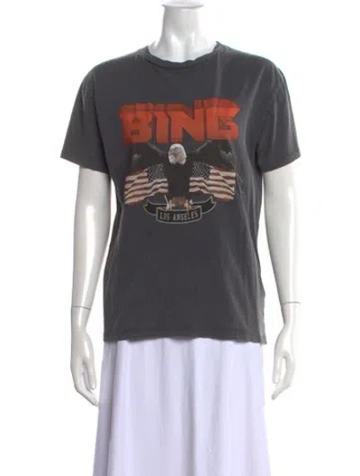 Pre-owned Anine Bing Graphic Print Crew Neck T-shirt In Grey