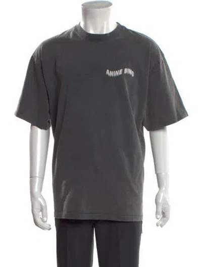 Pre-owned Anine Bing Graphic Print Crew Neck T-shirt In Grey