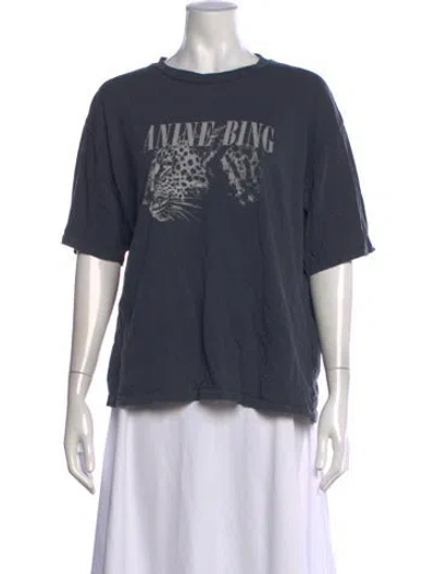 Pre-owned Anine Bing Graphic Print Crew Neck T-shirt In Grey