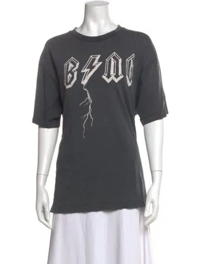 Pre-owned Anine Bing Graphic Print Crew Neck T-shirt In Grey