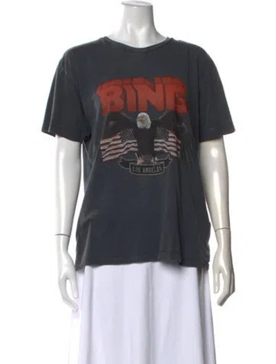 Pre-owned Anine Bing Graphic Print Crew Neck T-shirt In Grey