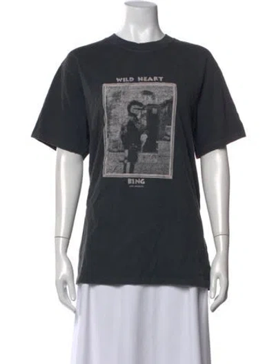 Pre-owned Anine Bing Graphic Print Crew Neck T-shirt In Grey