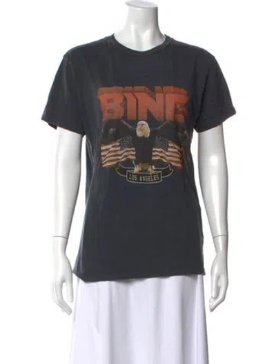 Pre-owned Anine Bing Graphic Print Crew Neck T-shirt In Grey
