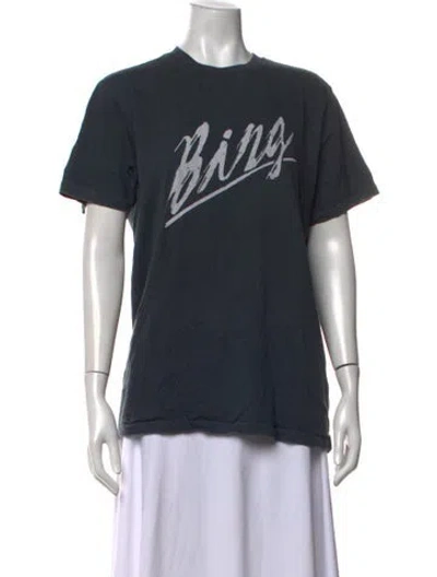 Pre-owned Anine Bing Graphic Print Crew Neck T-shirt In Grey