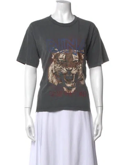 Pre-owned Anine Bing Graphic Print Crew Neck T-shirt In Grey