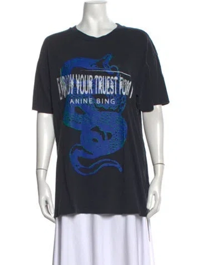 Pre-owned Anine Bing Graphic Print Crew Neck T-shirt In Grey