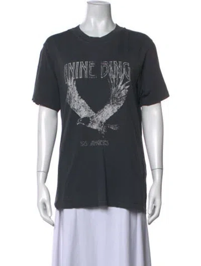 Pre-owned Anine Bing Graphic Print Crew Neck T-shirt In Grey