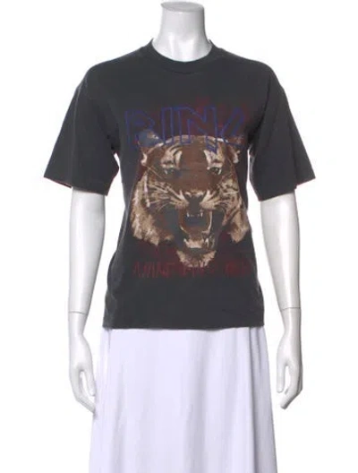 Pre-owned Anine Bing Graphic Print Crew Neck T-shirt In Grey