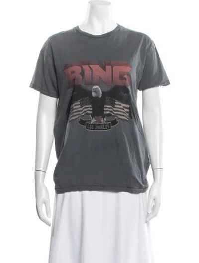 Pre-owned Anine Bing Graphic Print Crew Neck T-shirt In Grey