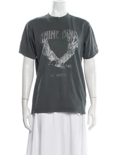 Pre-owned Anine Bing Graphic Print Crew Neck T-shirt In Grey