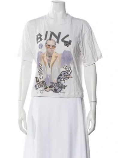 Pre-owned Anine Bing Graphic Print Crew Neck T-shirt In Neutral