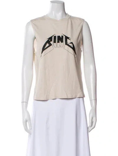 Pre-owned Anine Bing Graphic Print Crew Neck T-shirt In Neutral