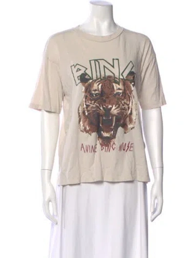 Pre-owned Anine Bing Graphic Print Crew Neck T-shirt In Neutrals