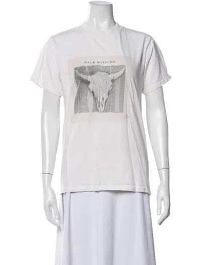 Pre-owned Anine Bing Graphic Print Crew Neck T-shirt In Neutrals