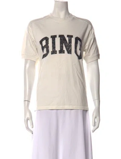 Pre-owned Anine Bing Graphic Print Crew Neck T-shirt In Neutrals