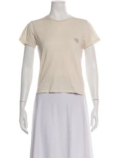 Pre-owned Anine Bing Graphic Print Crew Neck T-shirt In Neutrals