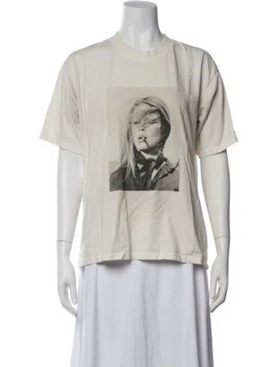 Pre-owned Anine Bing Graphic Print Crew Neck T-shirt In Neutrals
